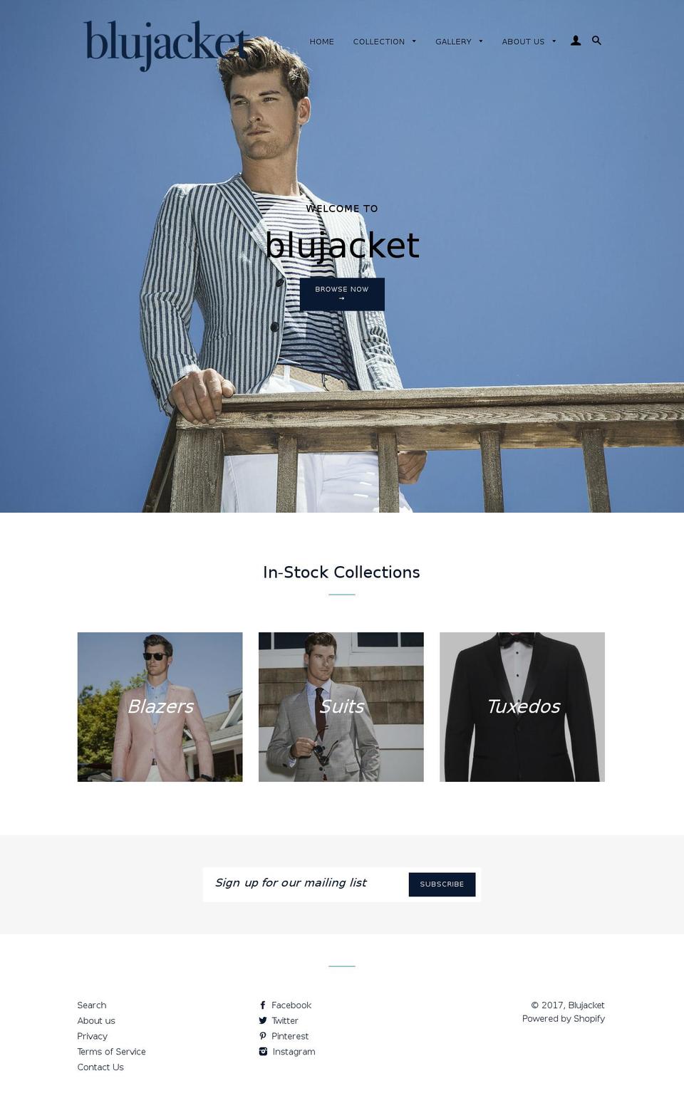 blujacket.com shopify website screenshot