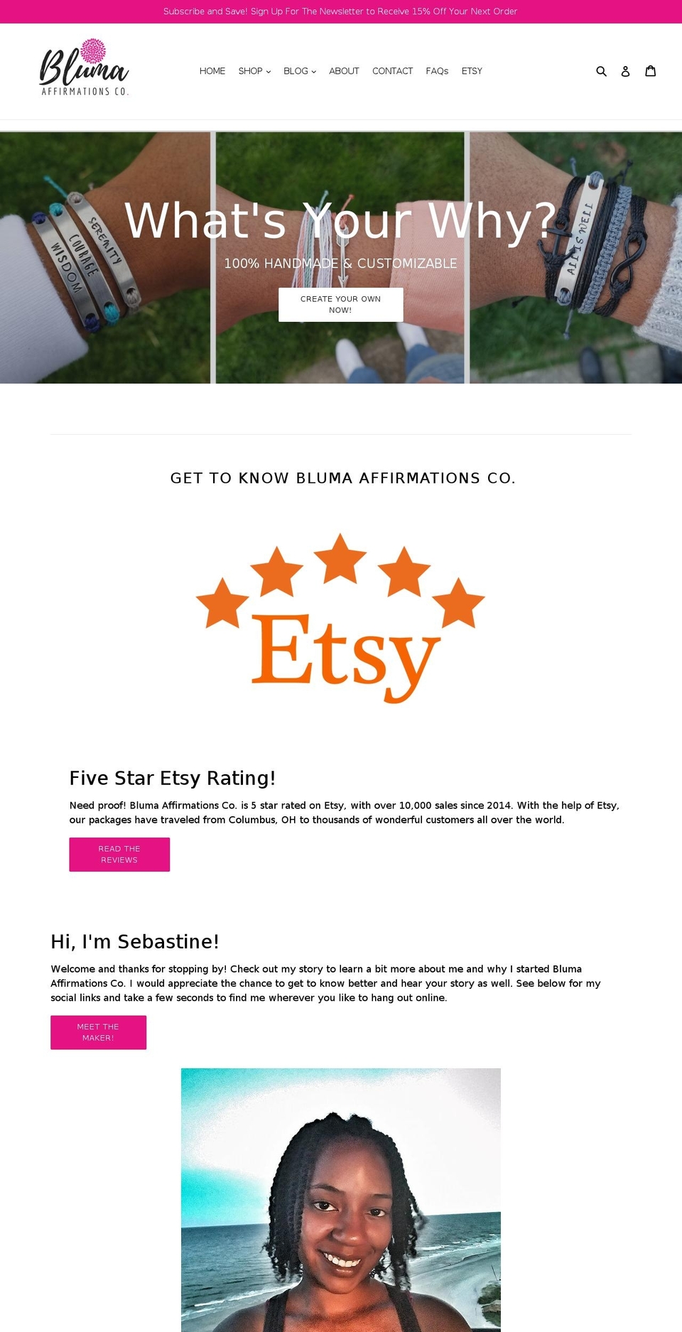 blumaaffirmationsco.com — Shopify storefront screenshot