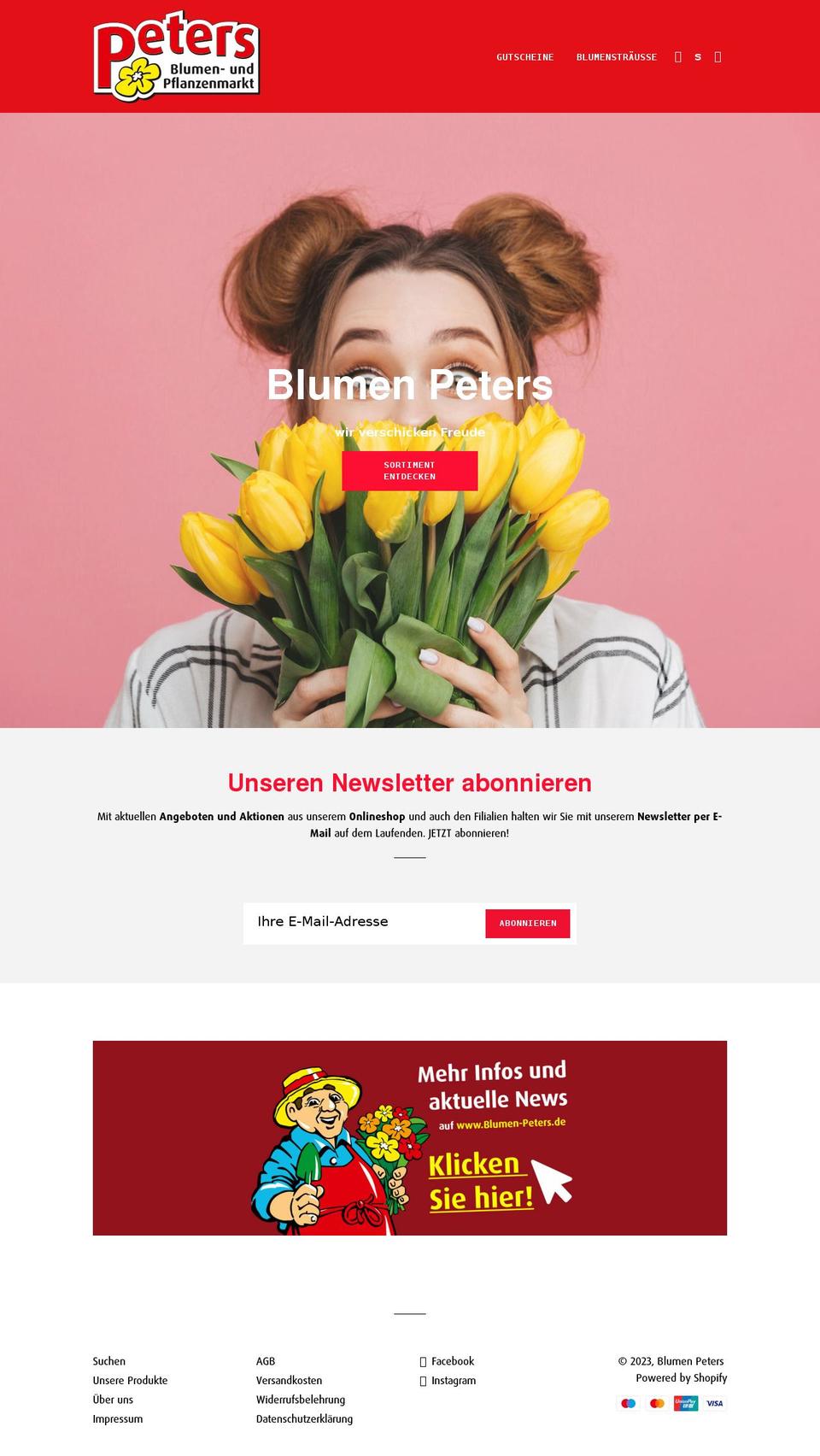 blumen-peters.shop shopify website screenshot