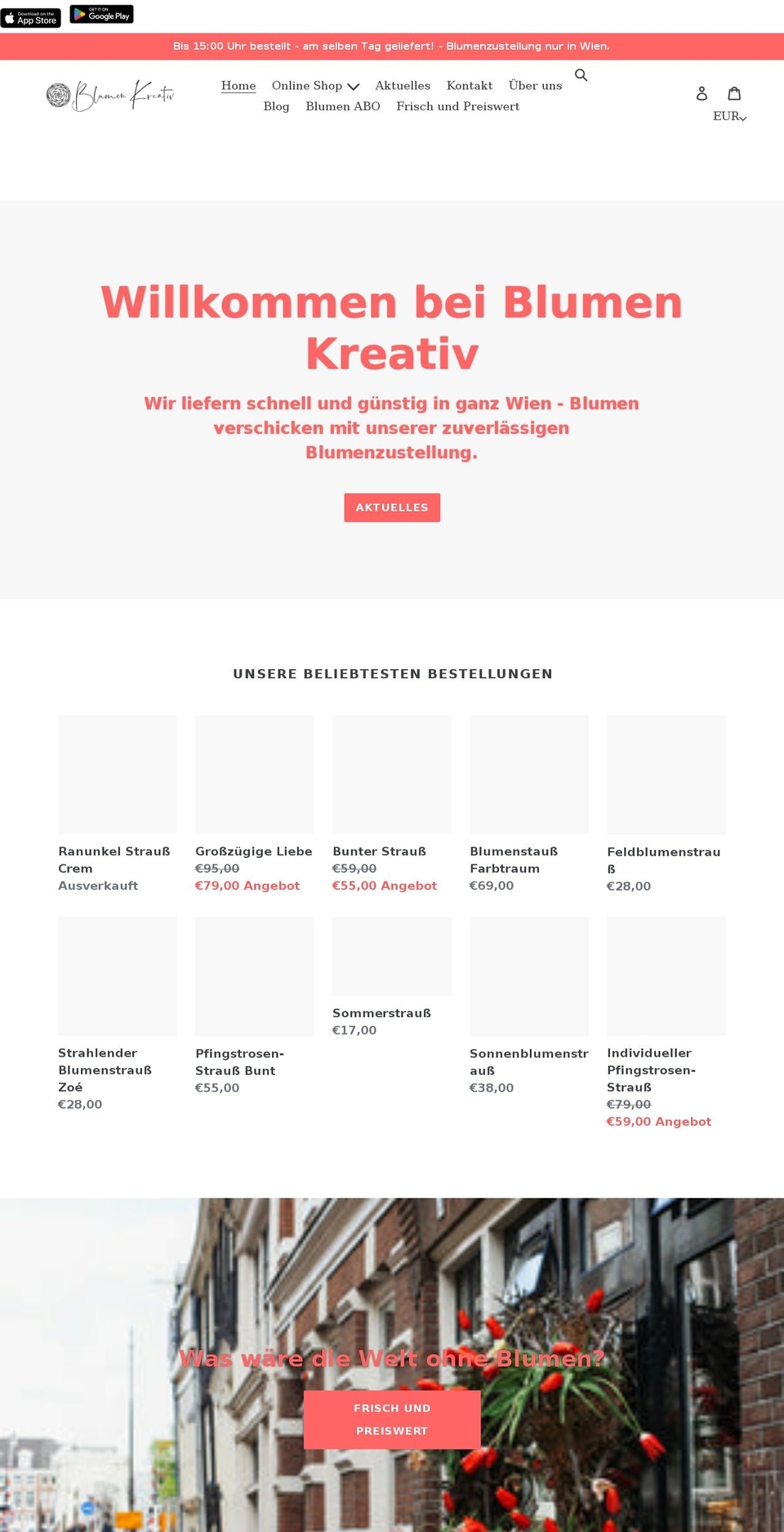 blumenkreativ.wien shopify website screenshot