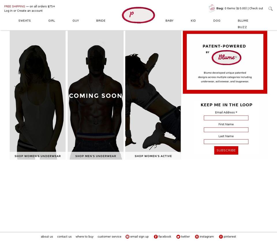 Lingerie Shopify theme site example blumesweats.com