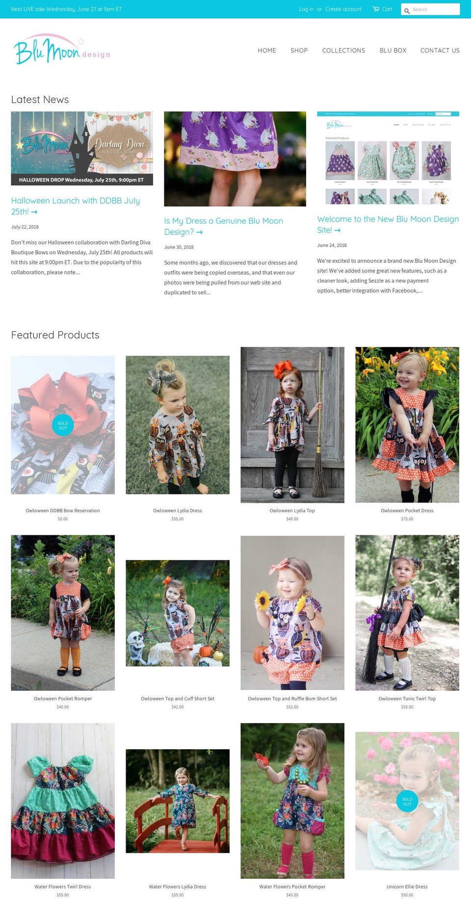 Blu Moon Design Shopify theme site example blumoondesigns.com
