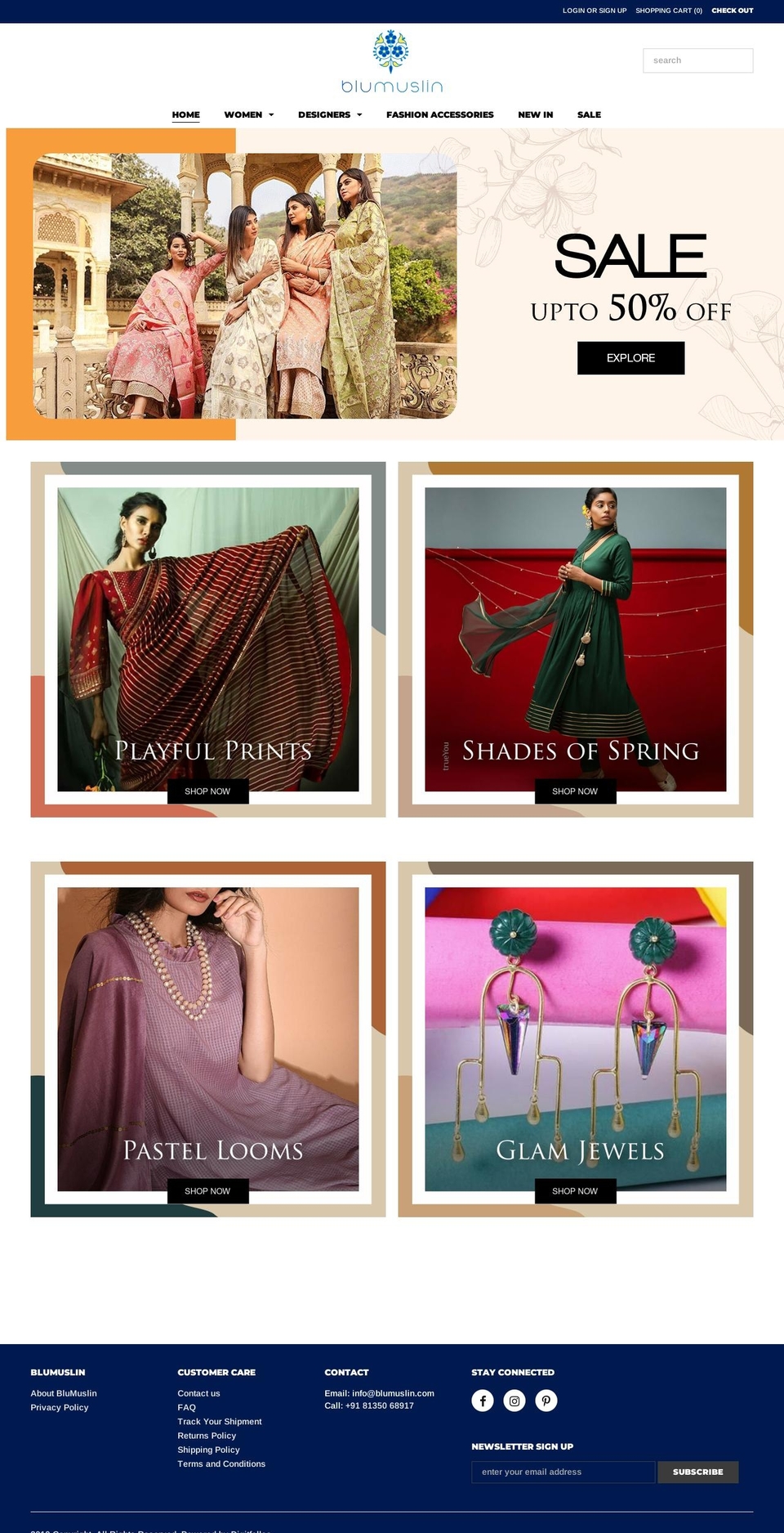 blumuslin.com shopify website screenshot