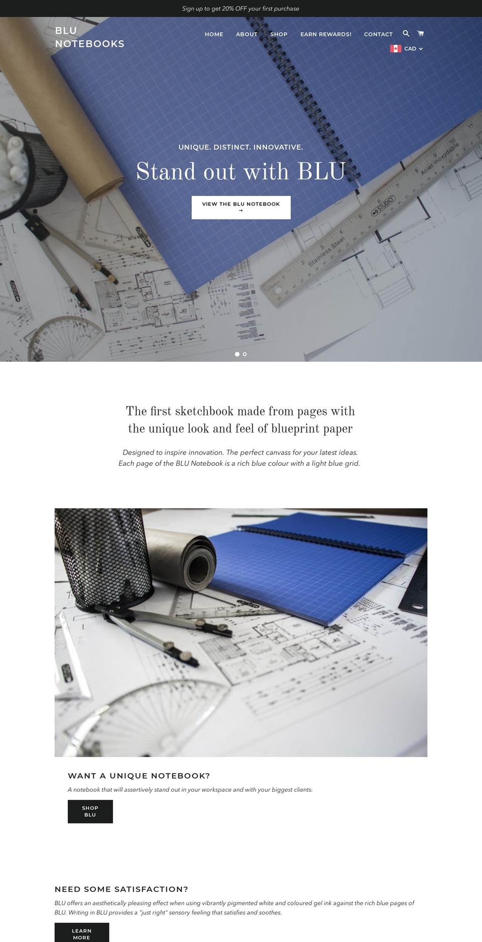 blunotebook.com — Shopify storefront screenshot