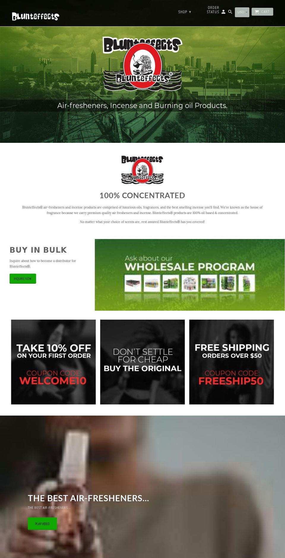 blunteffectsairfresheners.com — Shopify storefront screenshot