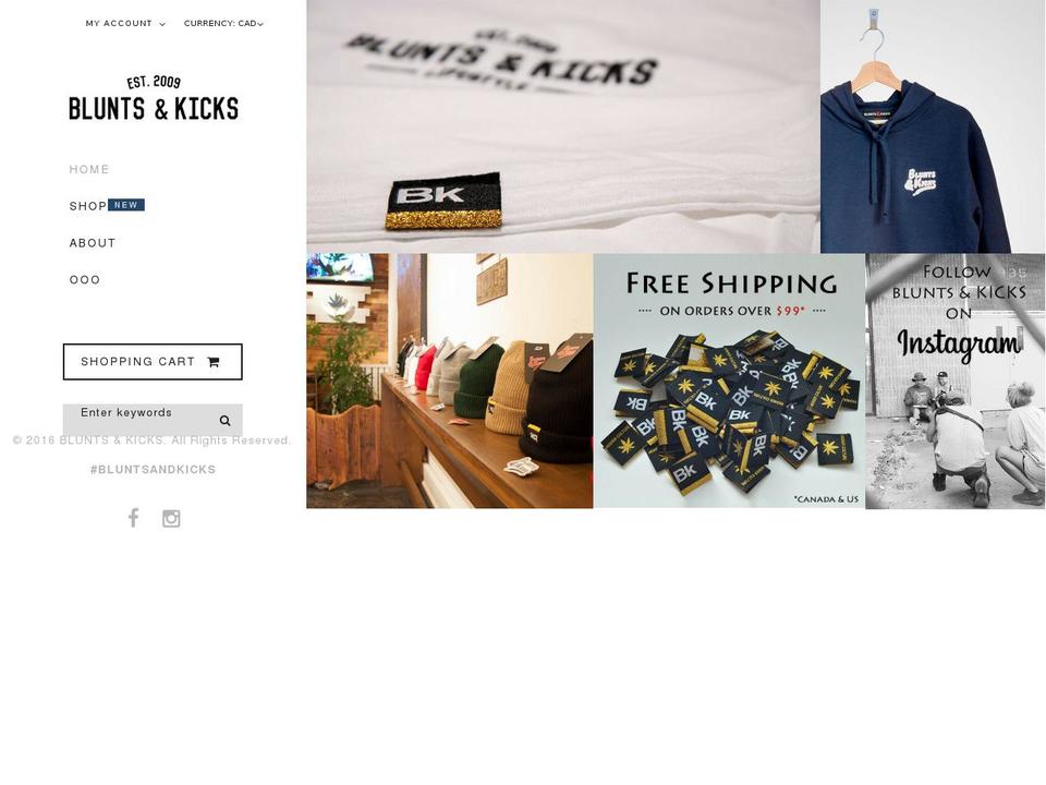 Fall Shopify theme site example bluntsandkicks.com