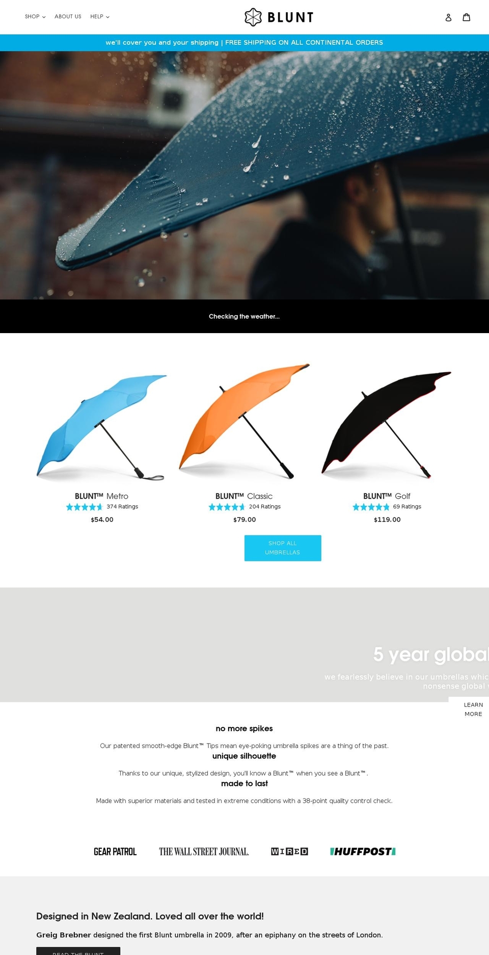 Blunt Umbrellas USA - misc updates Shopify theme site example bluntusa.com