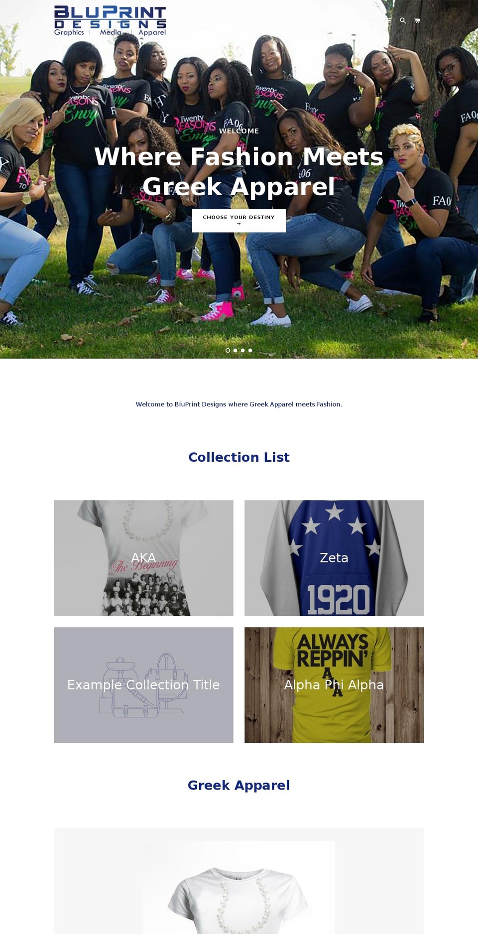 bluprintdesignsapparel.com — Shopify storefront screenshot