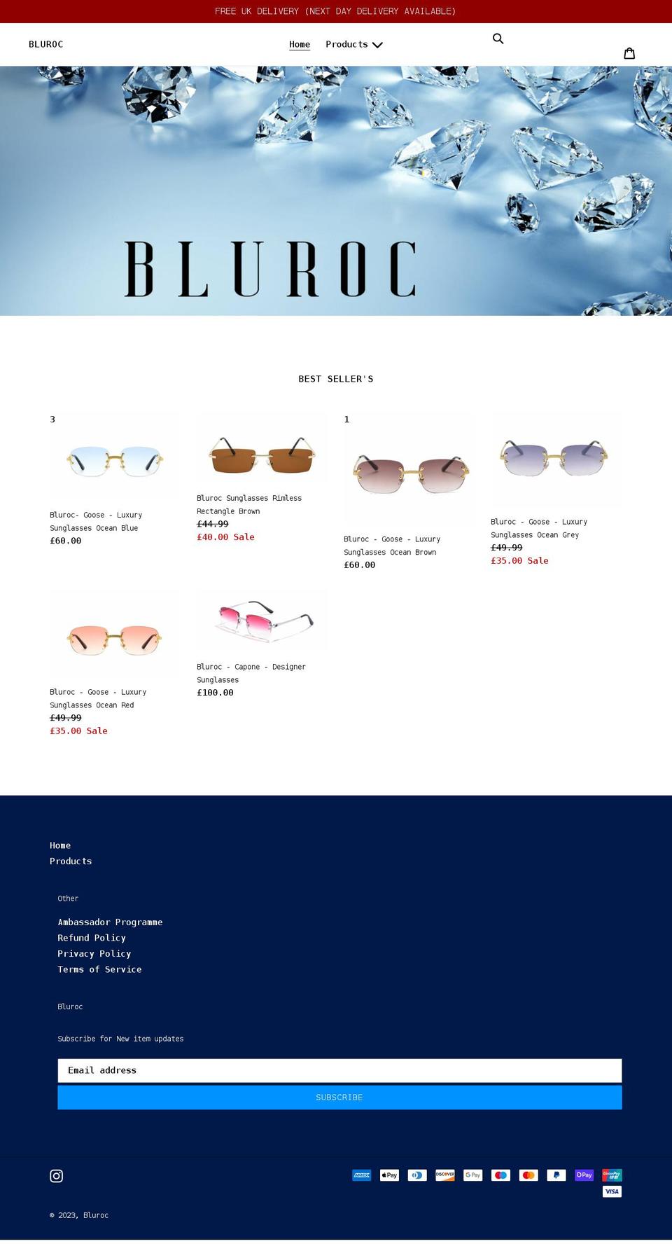 blurocofficial.co.uk shopify website screenshot