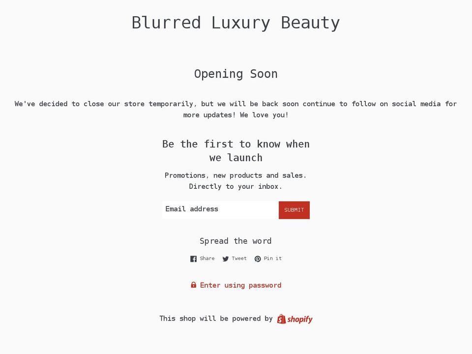 blurredluxurybeauty.com shopify website screenshot