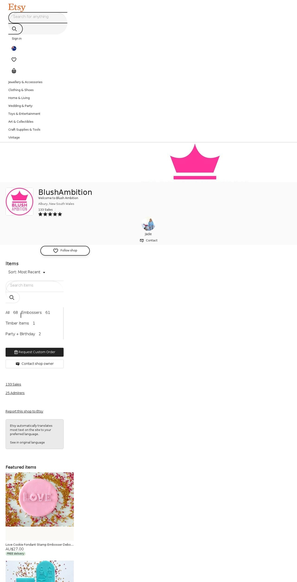 blushambition.com shopify website screenshot
