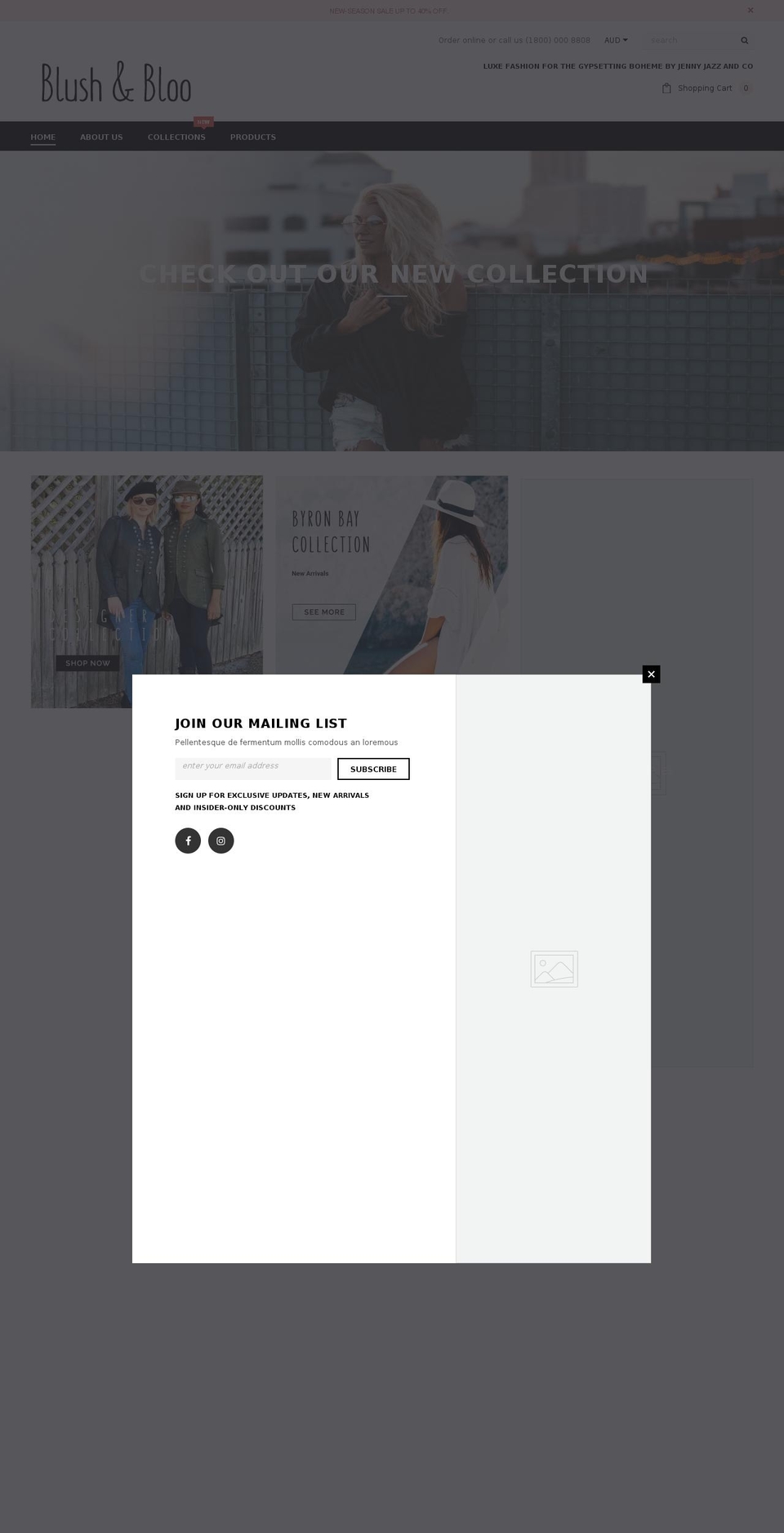 blushandbloo.com — Shopify storefront screenshot