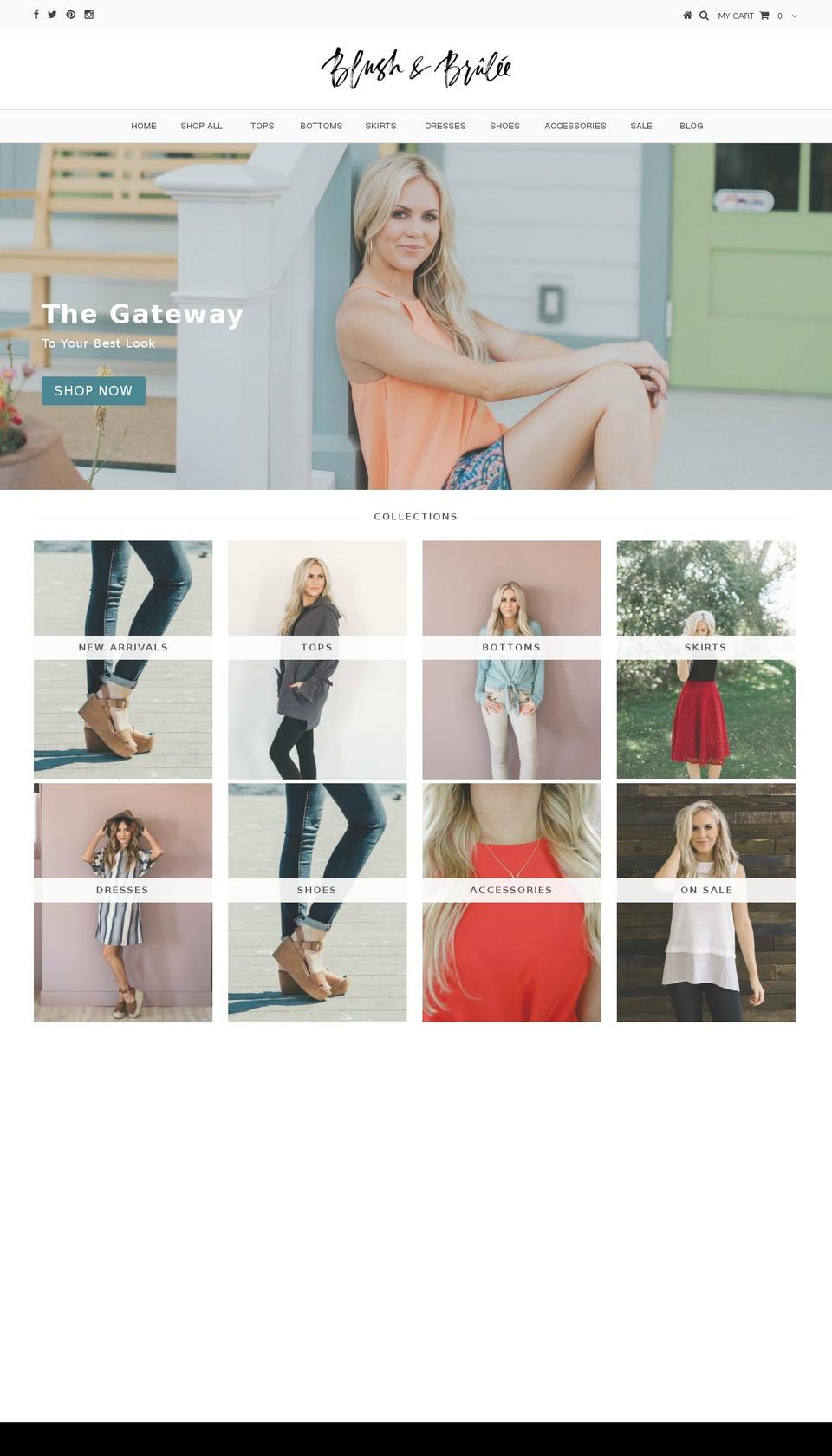 blushandbrulee.com shopify website screenshot