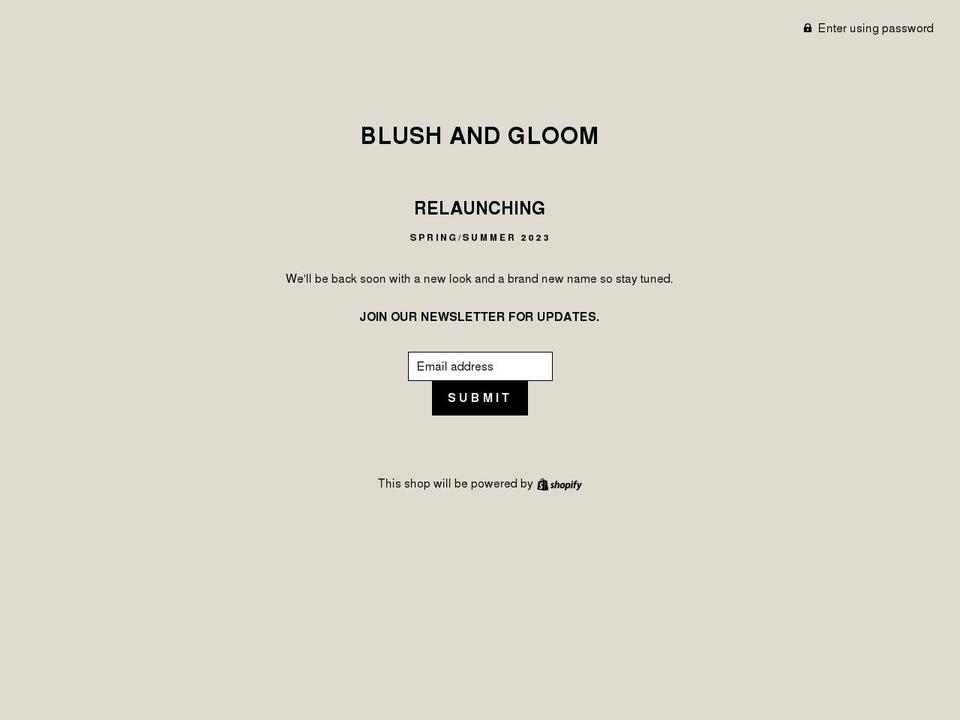 blushandgloom.com shopify website screenshot