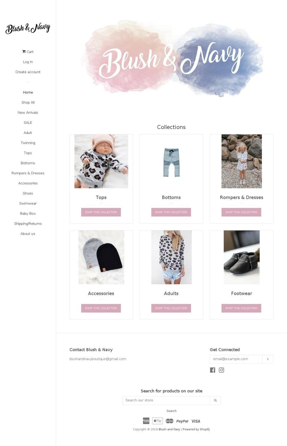 blushandnavy.com — Shopify storefront screenshot