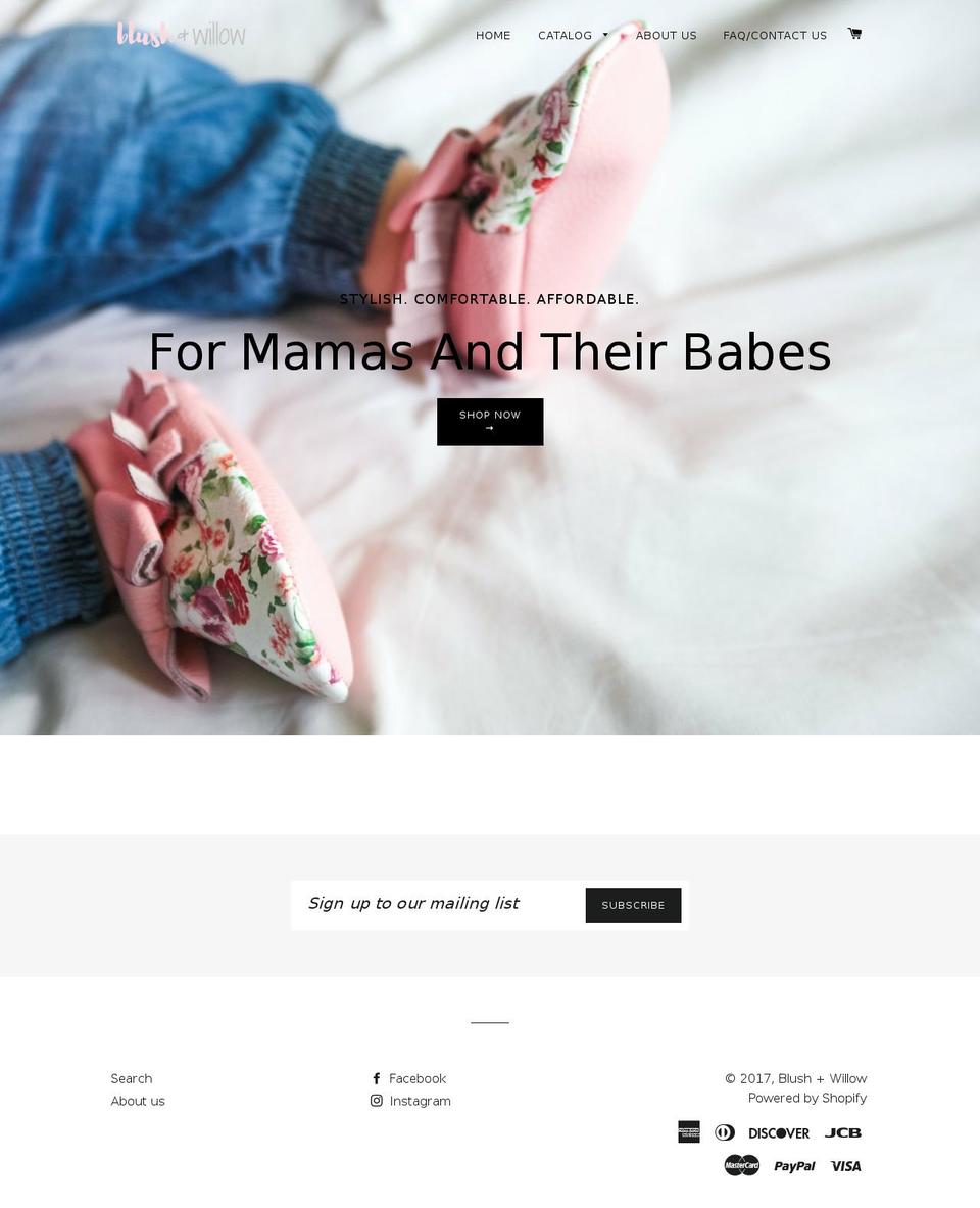 blushandwillow.com shopify website screenshot