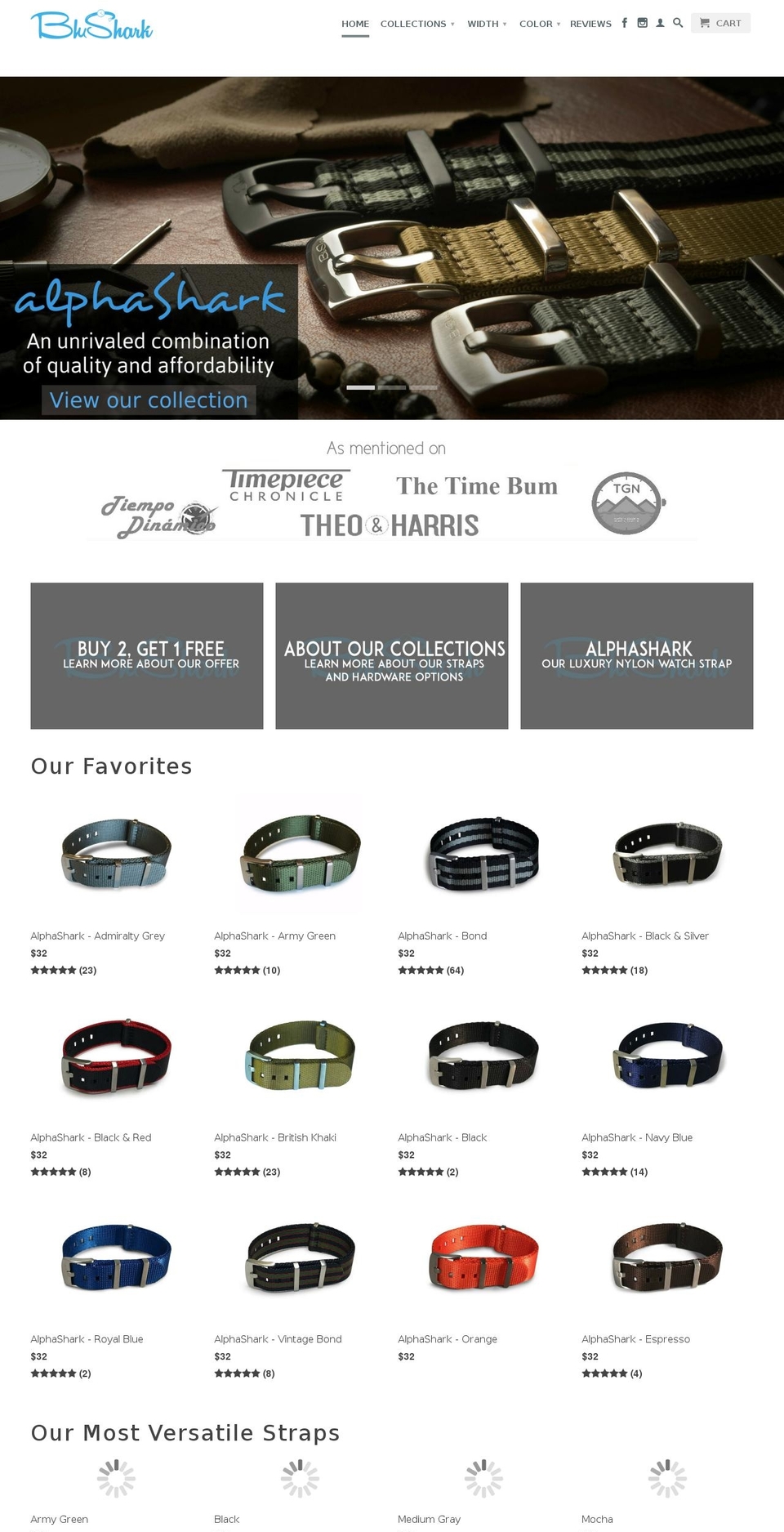 blusharkstraps.com shopify website screenshot