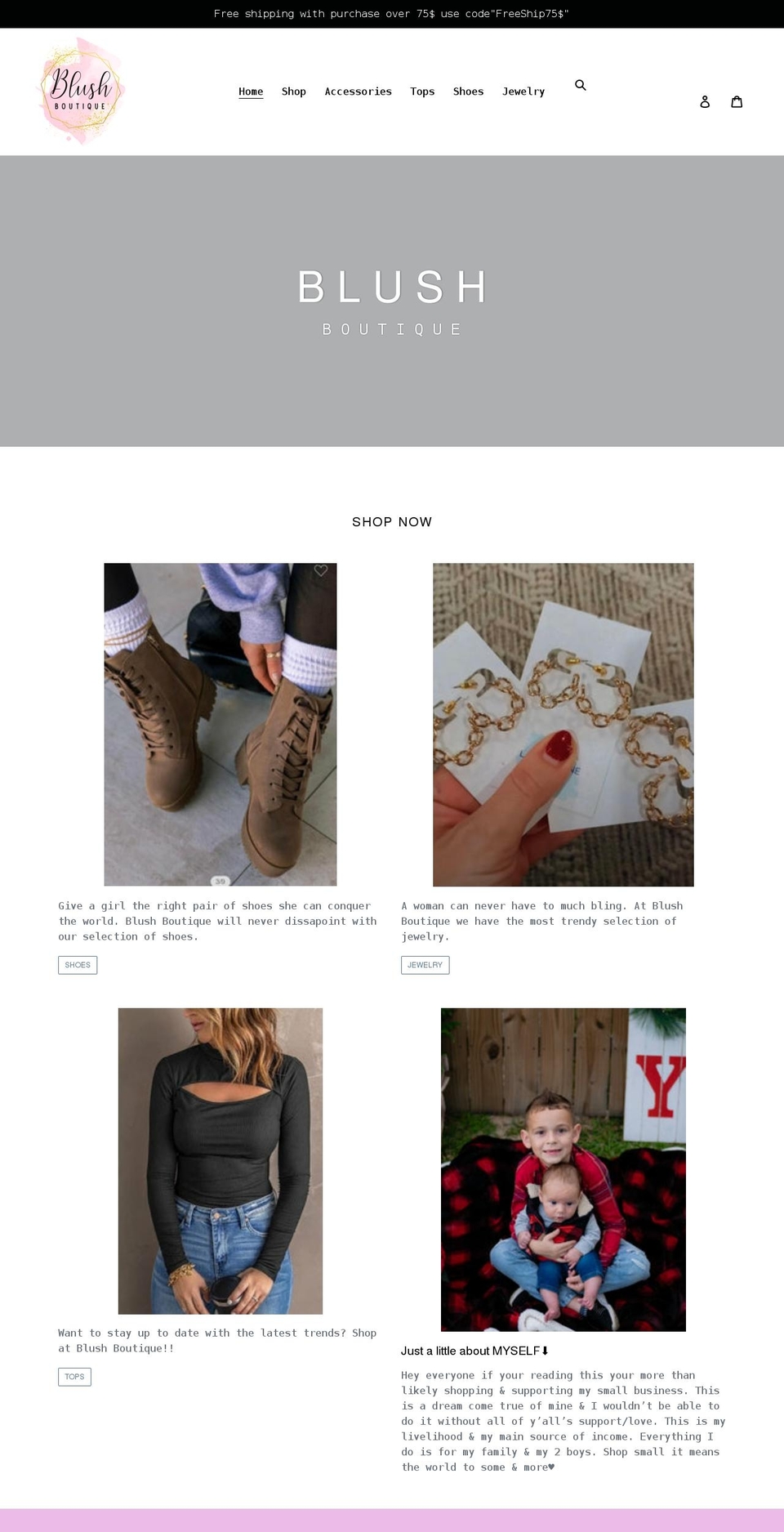 blushboutique.live shopify website screenshot