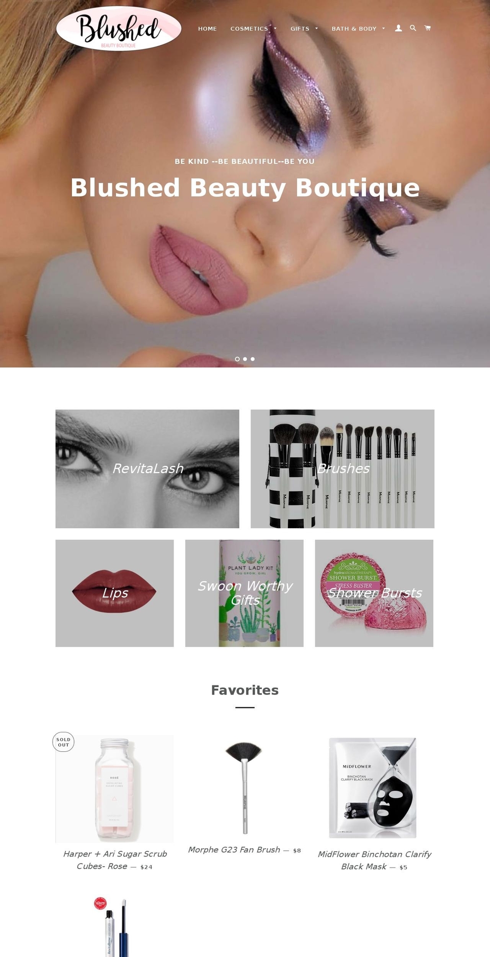 blushedbb.com shopify website screenshot