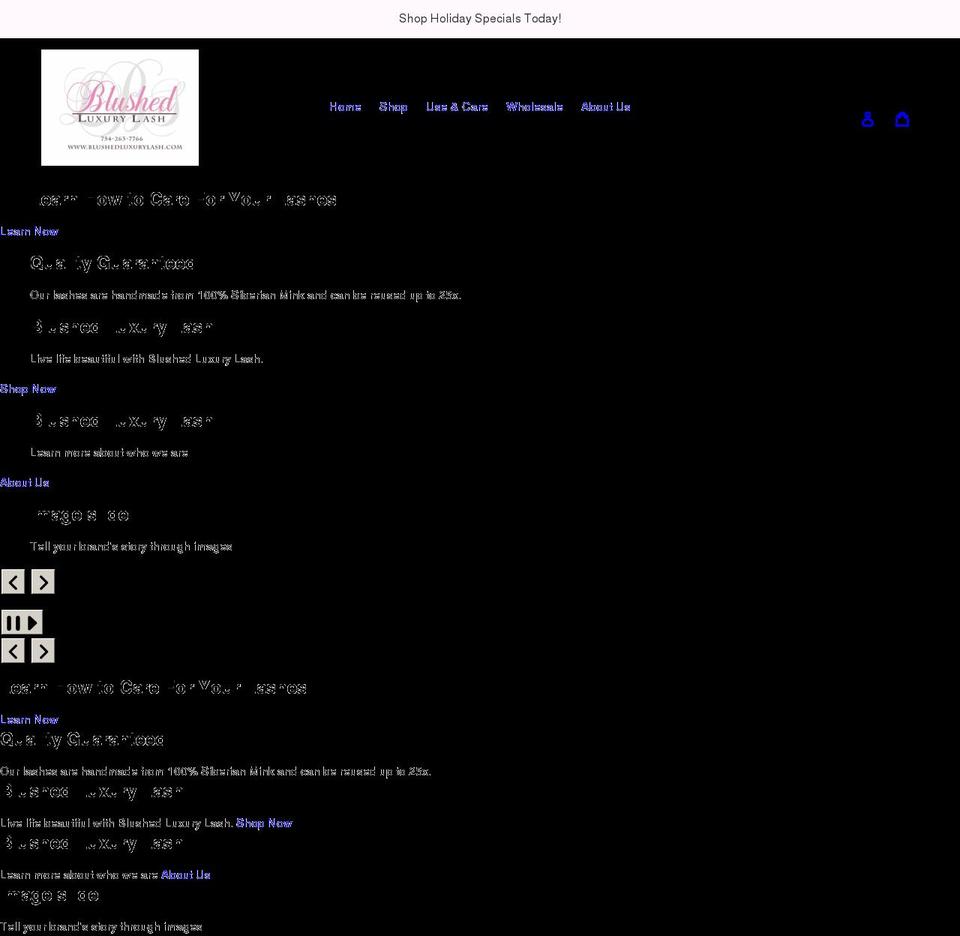 blushedluxurylash.com shopify website screenshot