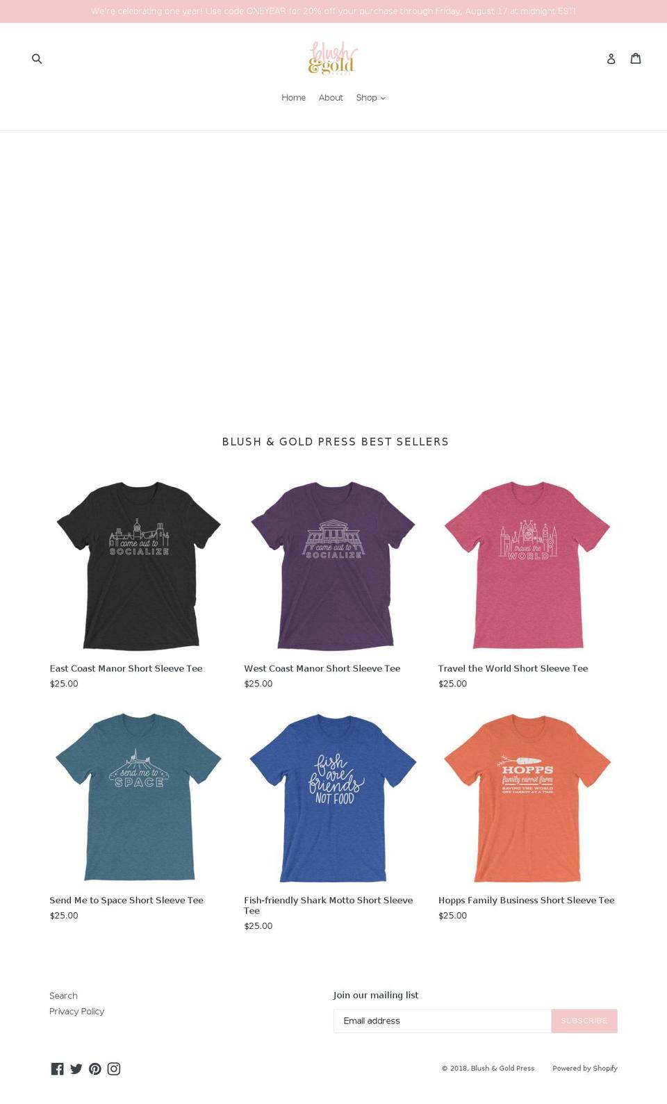 blushgoldpress.com — Shopify storefront screenshot