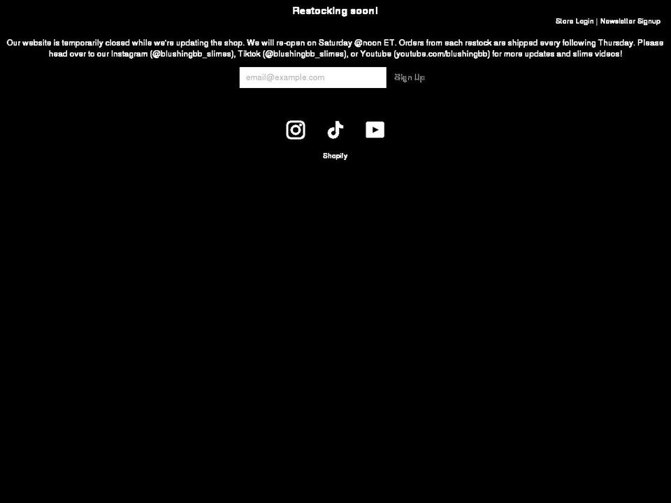 blushingbbslimes.com — Shopify storefront screenshot