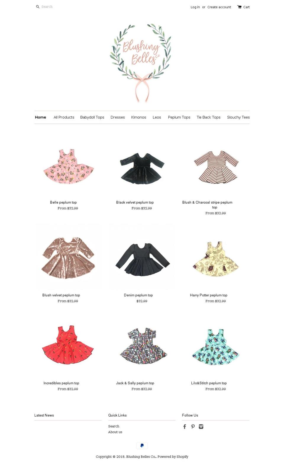 blushingbellesco.com — Shopify storefront screenshot