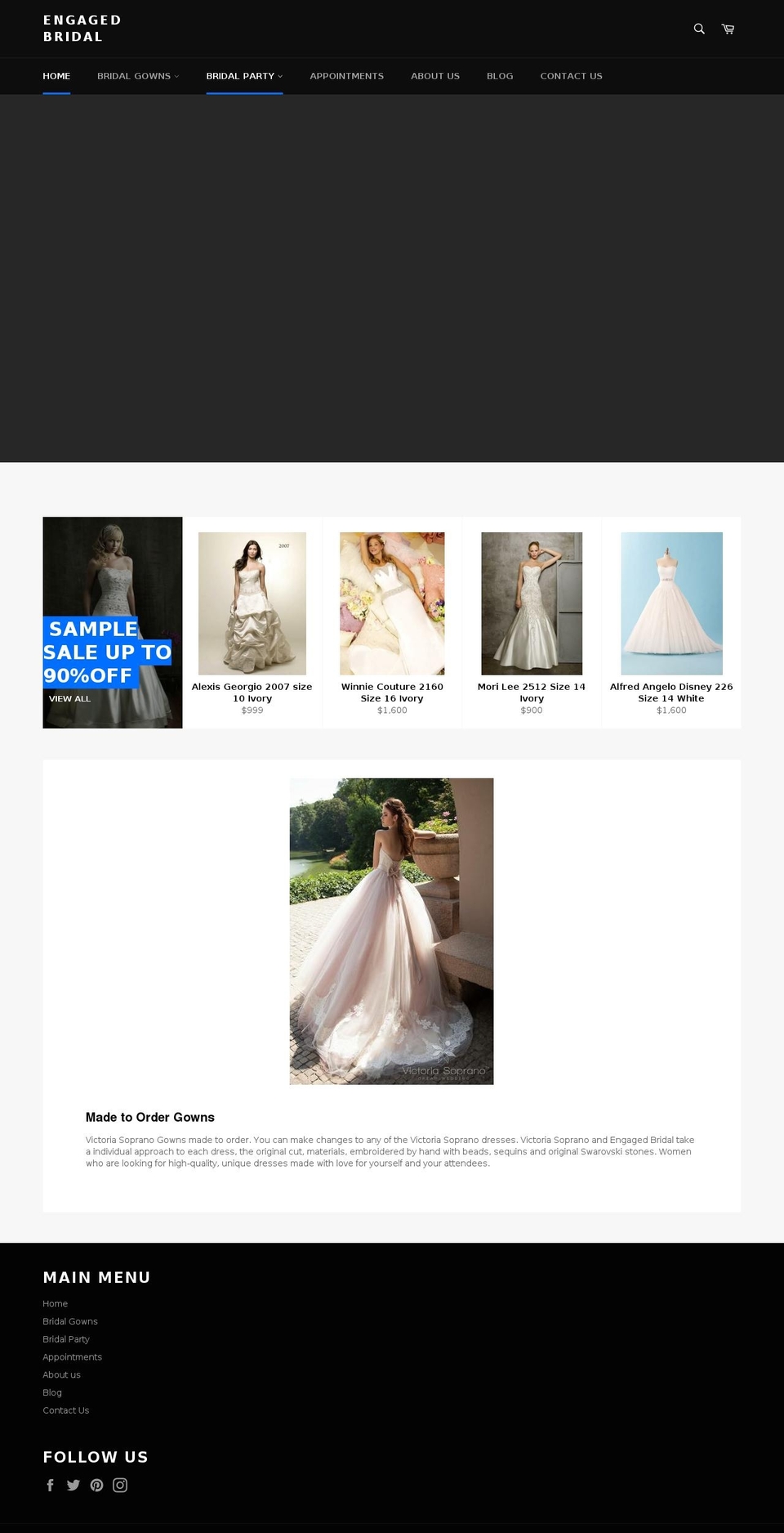 blushingbridalcouture.com shopify website screenshot