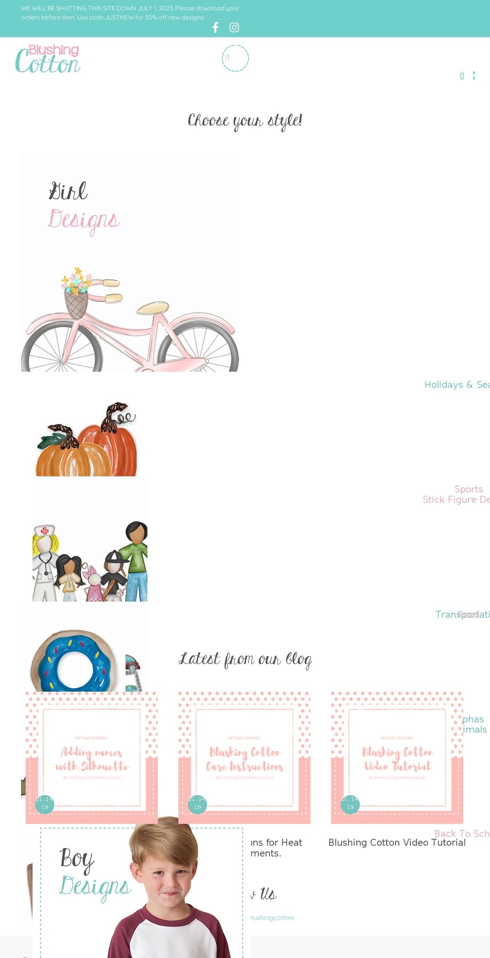 blushingcotton.com shopify website screenshot