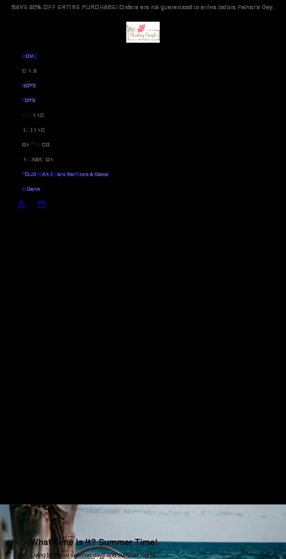 blushingdimpleboutique.com shopify website screenshot