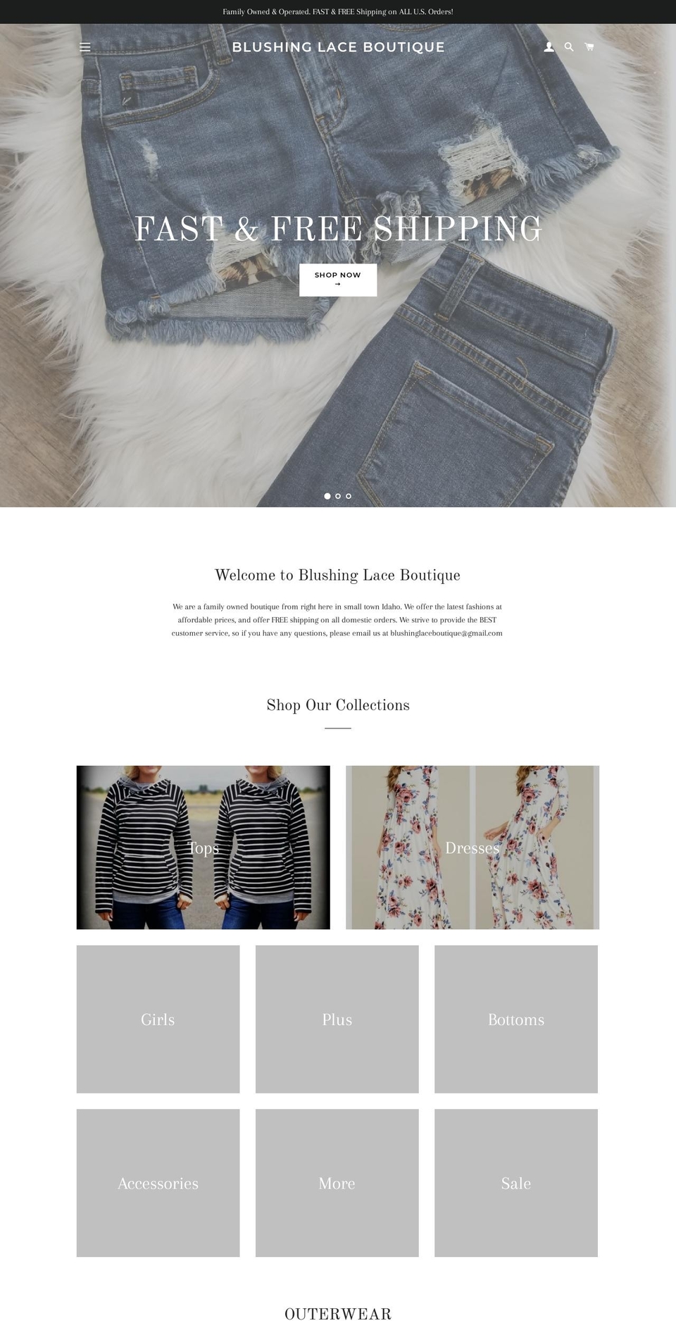 blushinglaceboutique.com — Shopify storefront screenshot