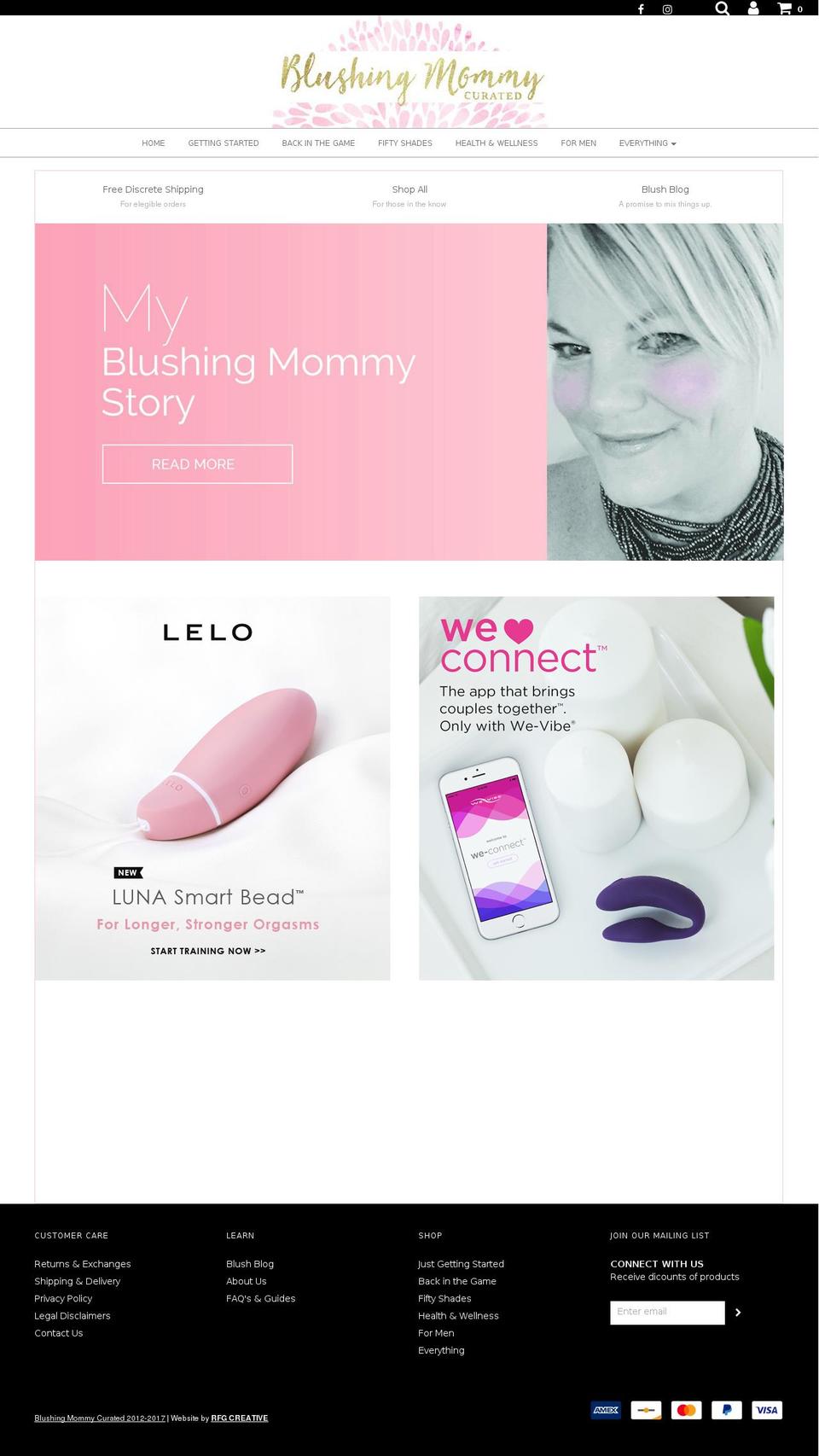 blushingmommycurated.com — Shopify storefront screenshot