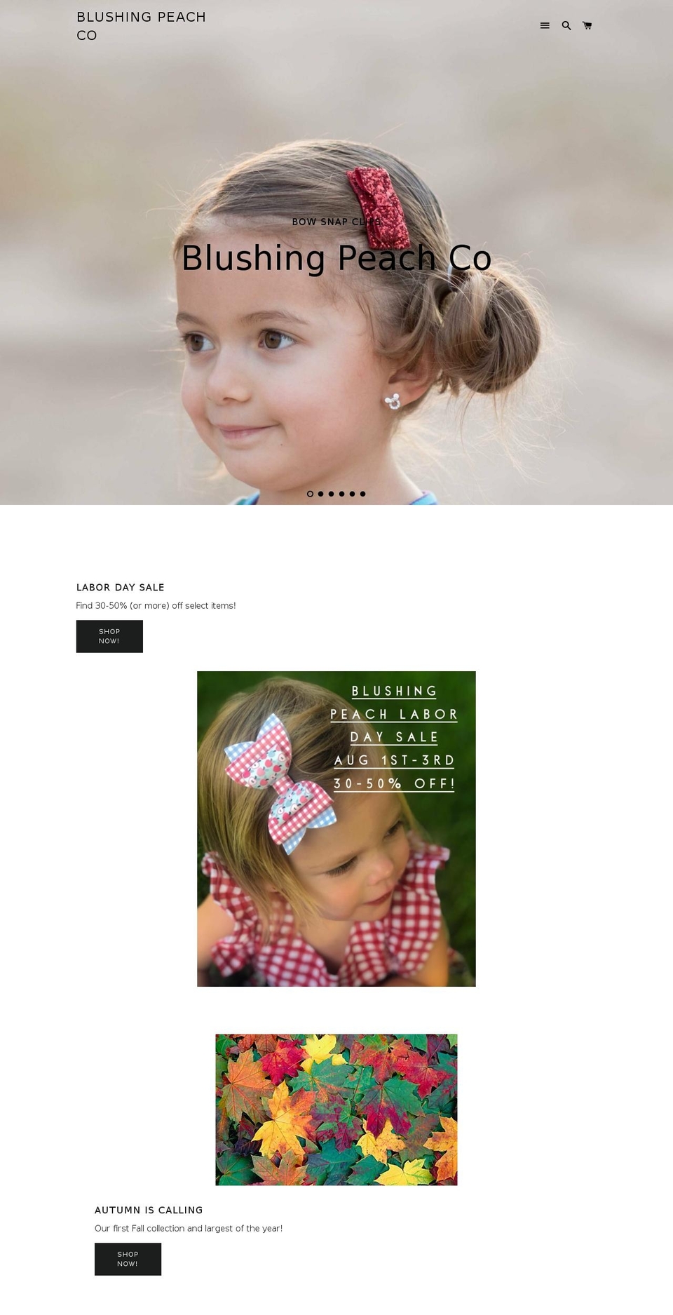 blushingpeachco.com — Shopify storefront screenshot