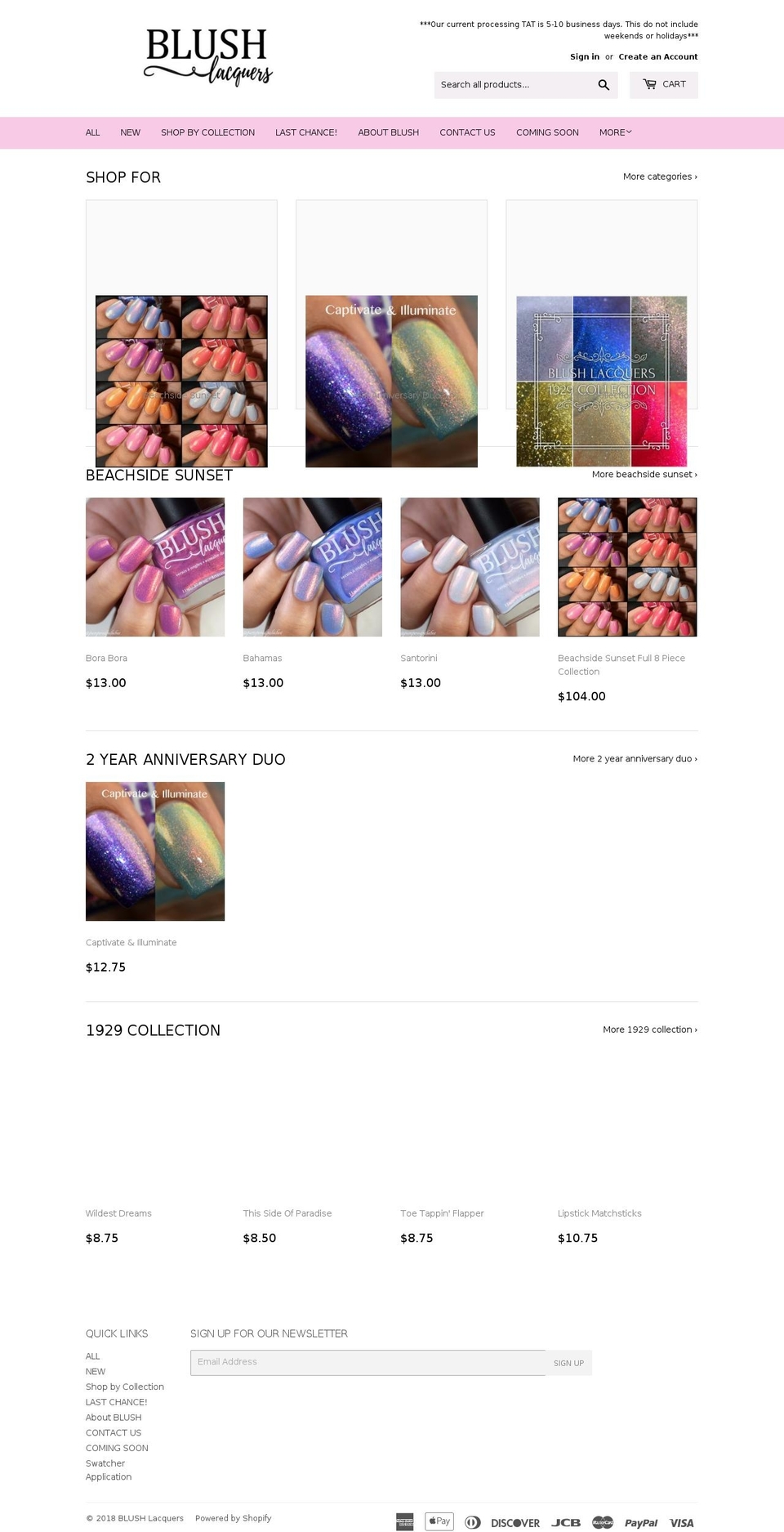 blushlacquers.com shopify website screenshot