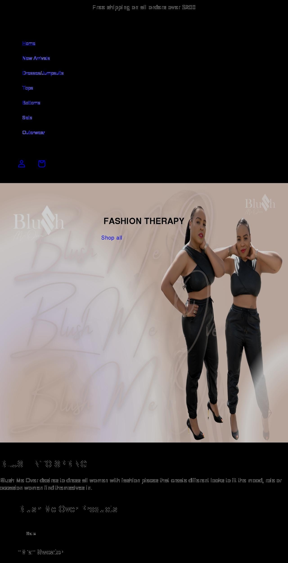 blushmeover.com shopify website screenshot