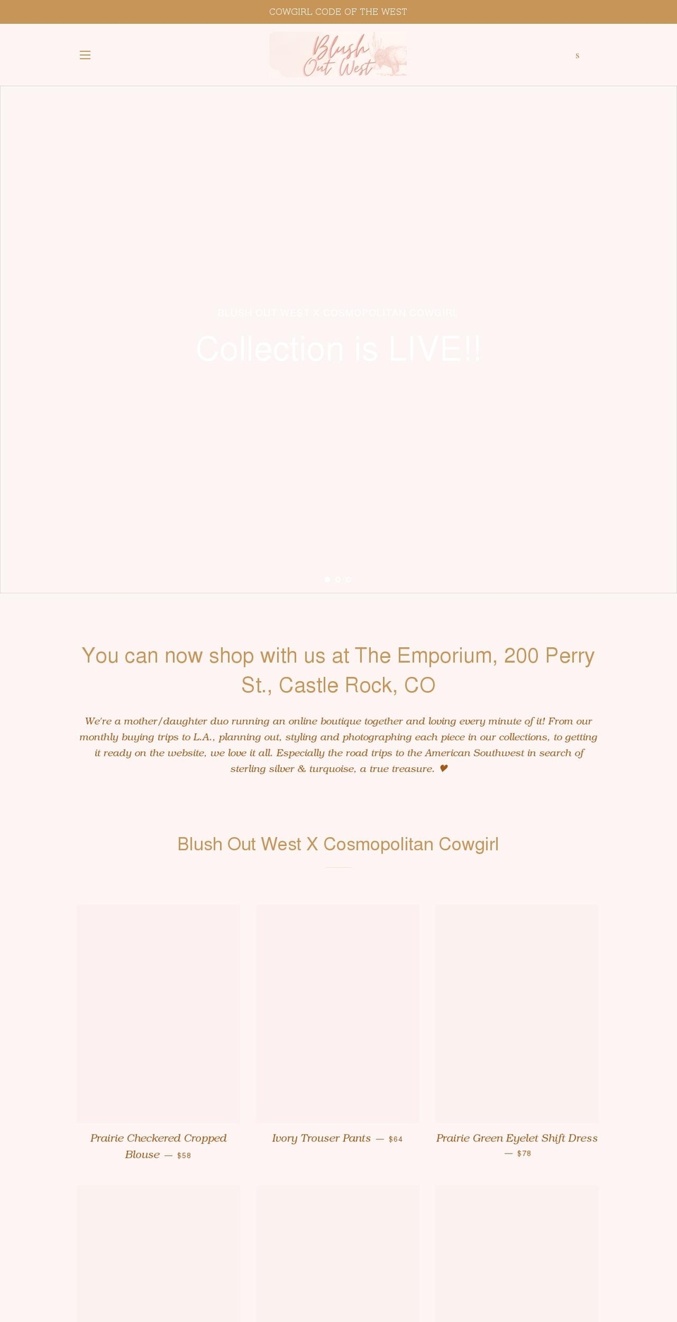 blushoutwest.com — Shopify storefront screenshot