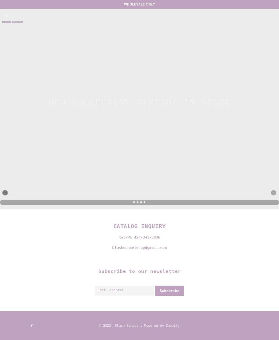 blushsunsetshop.com shopify website screenshot