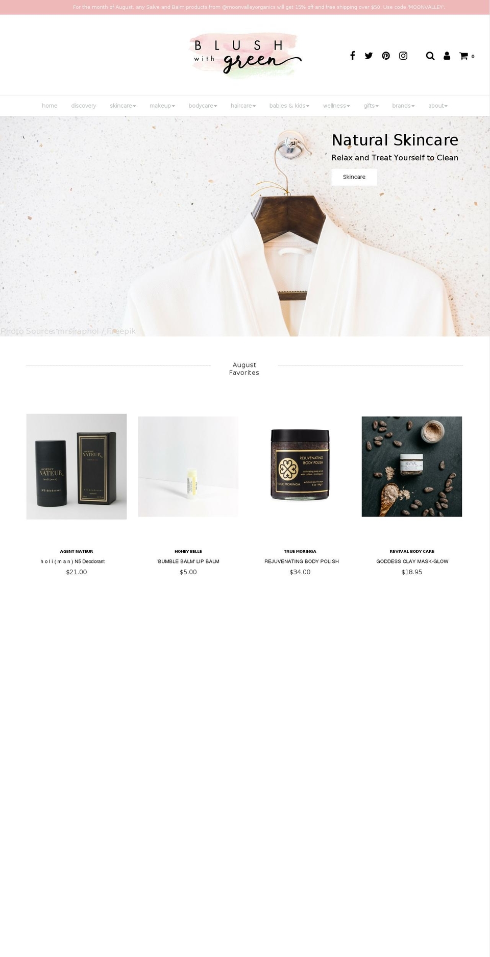 blushwithgreen.com shopify website screenshot