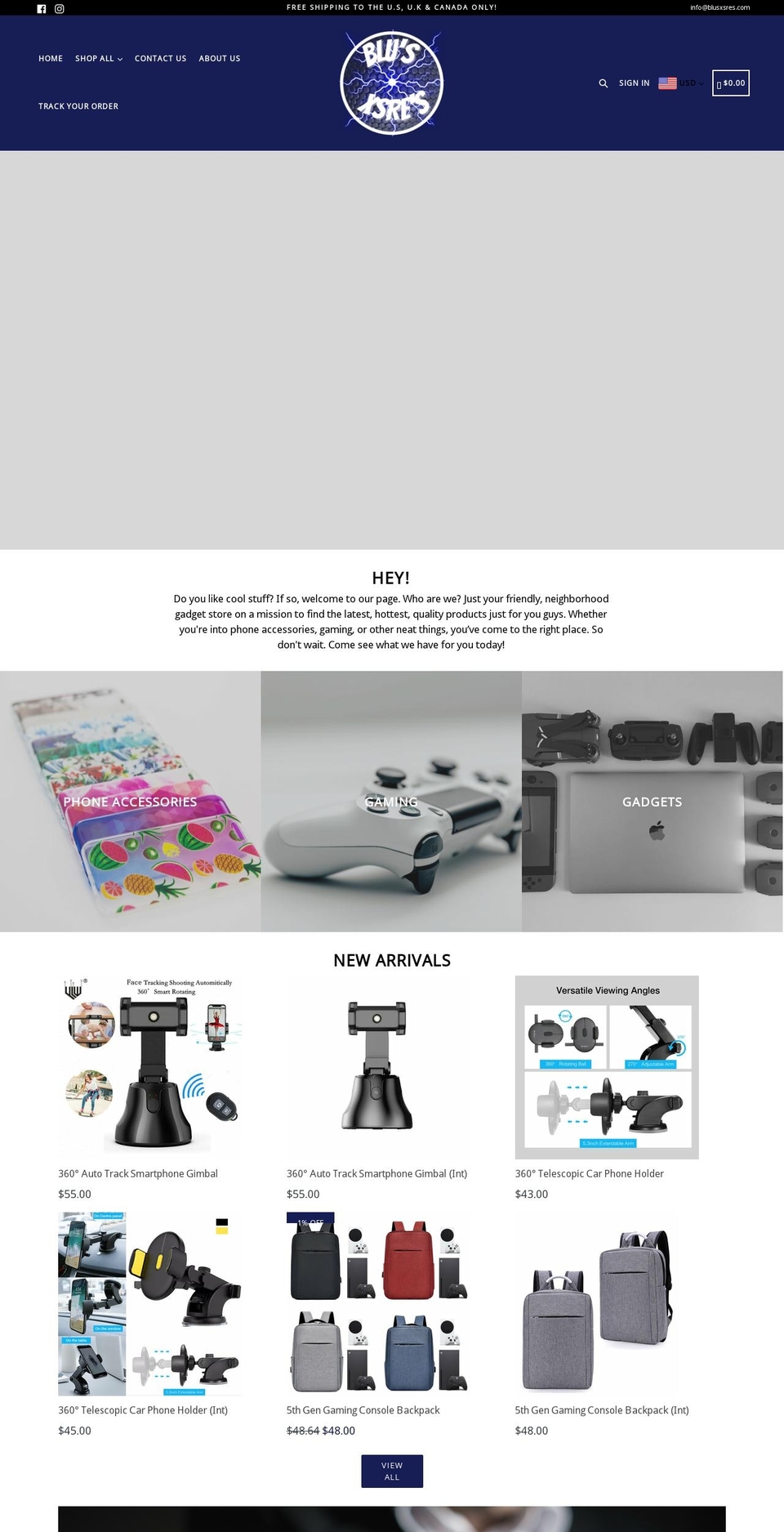 blusxsres.com shopify website screenshot