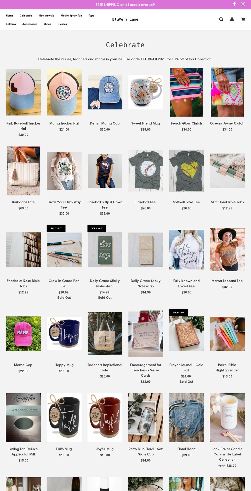 bluveralane.com shopify website screenshot