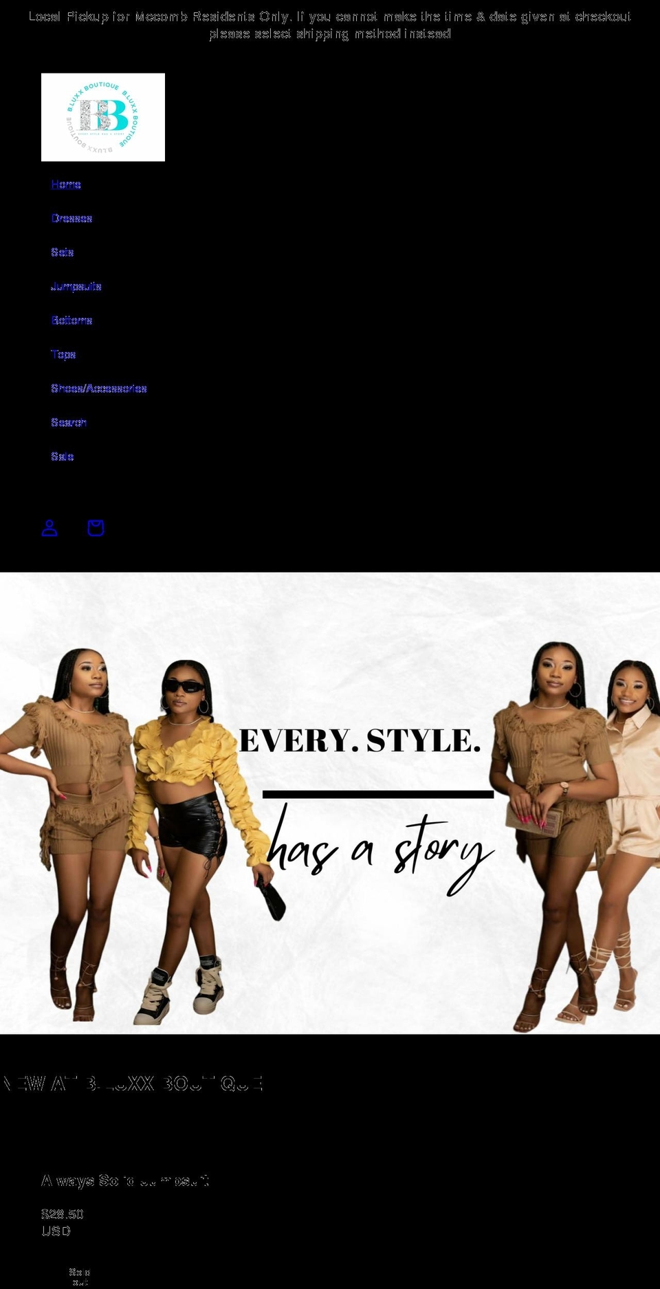 bluxxboutique.com shopify website screenshot