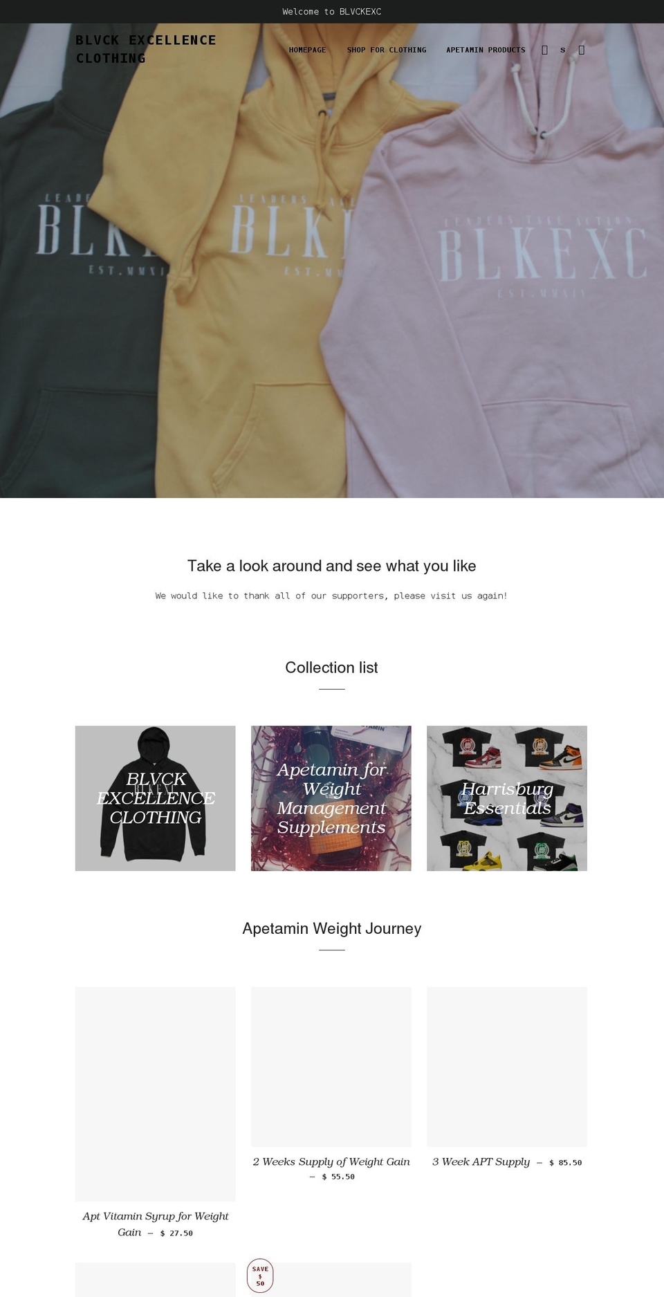blvckexc.com shopify website screenshot