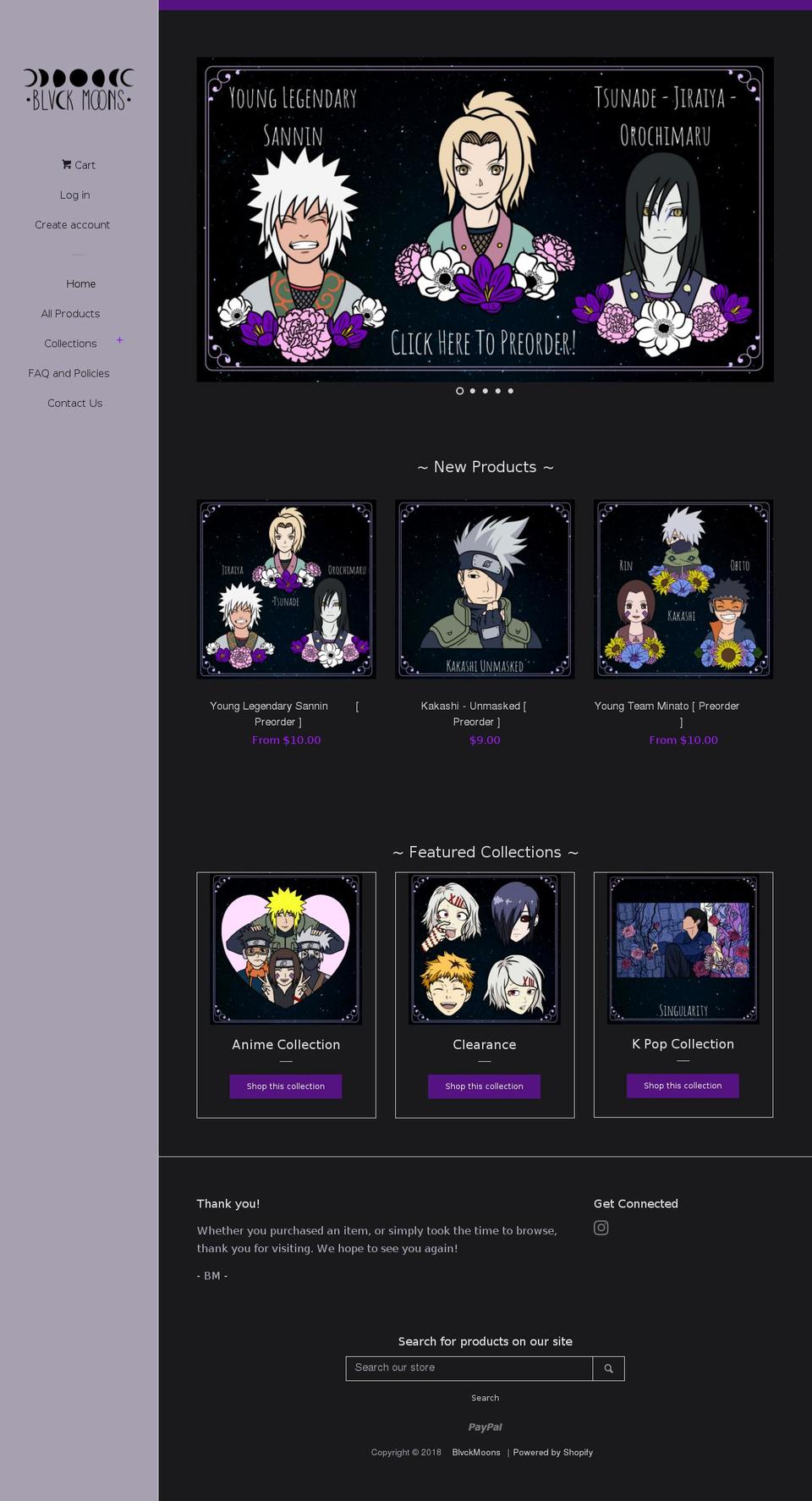 blvckmoons.com shopify website screenshot