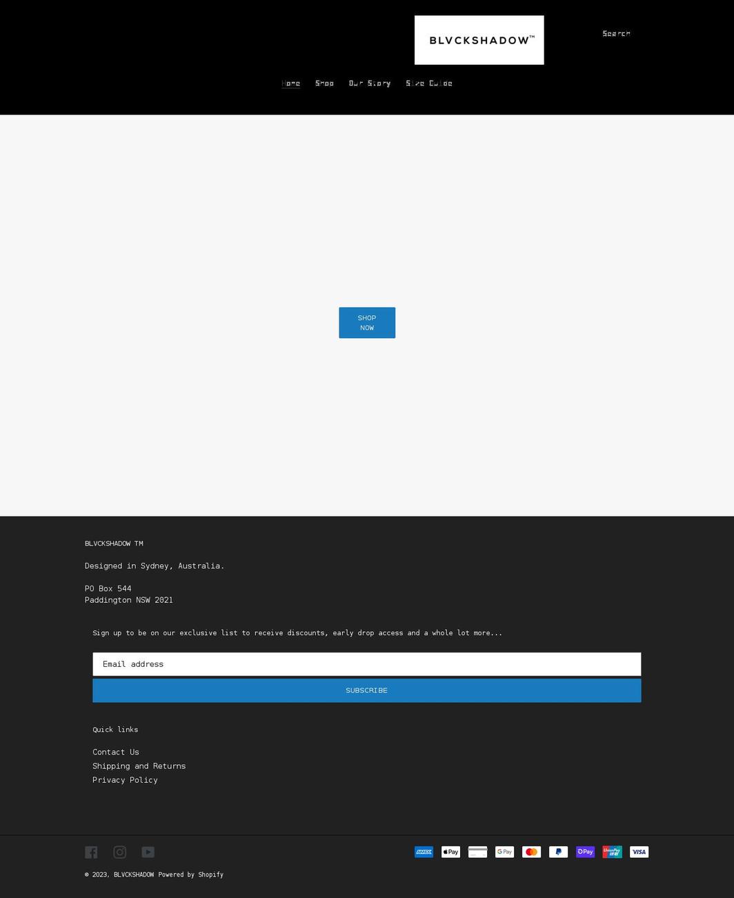 blvckshadow.com shopify website screenshot