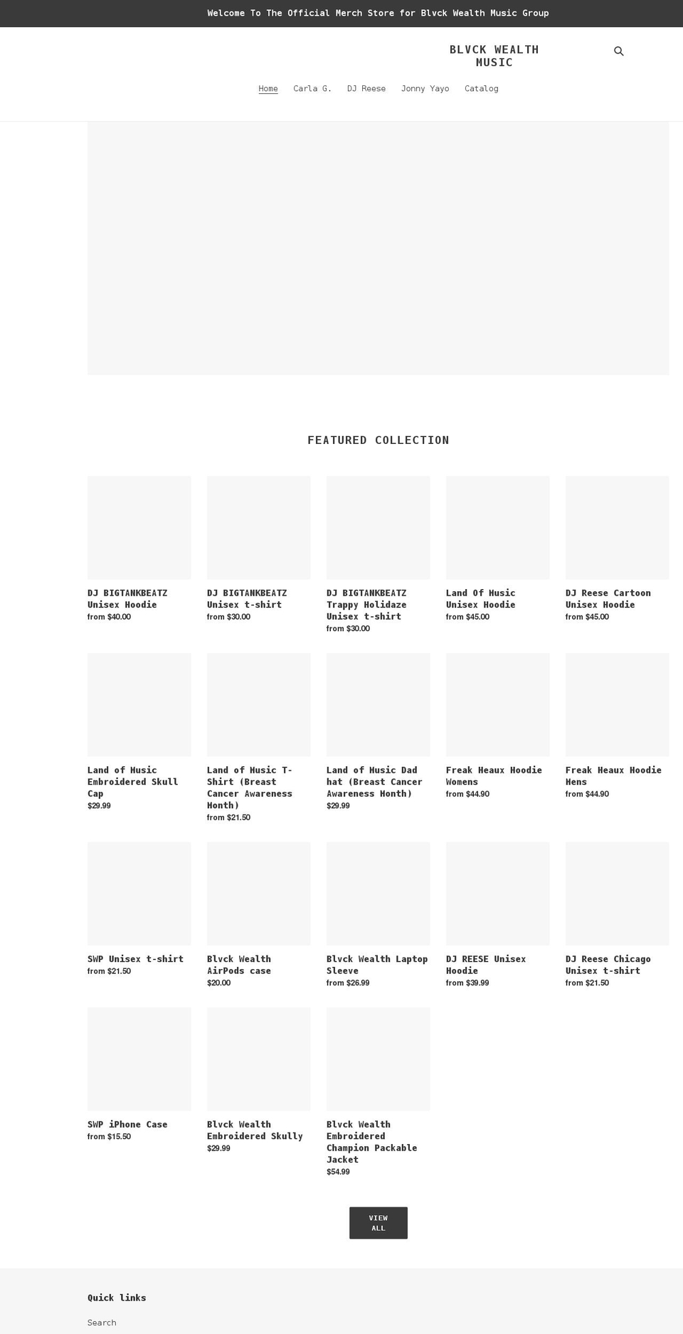 blvckwealthmusic.com shopify website screenshot