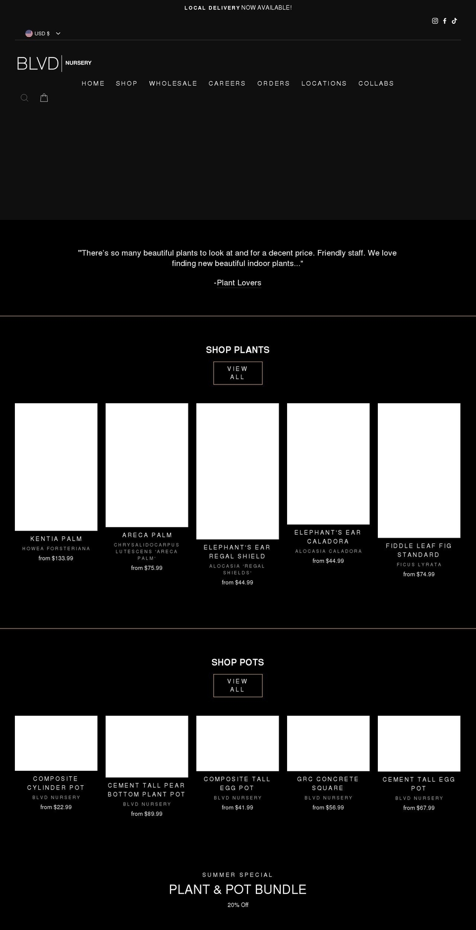 blvdnursery.com shopify website screenshot