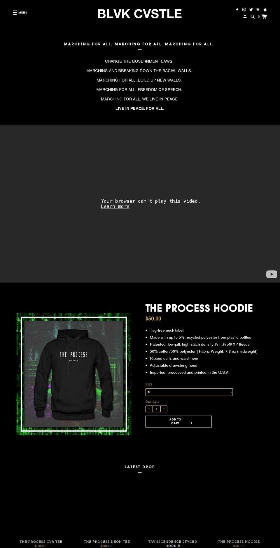 blvkcvstlemusic.com shopify website screenshot