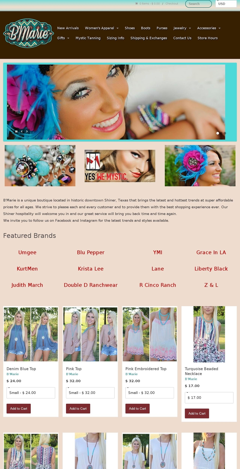 bmarieboutique.net shopify website screenshot