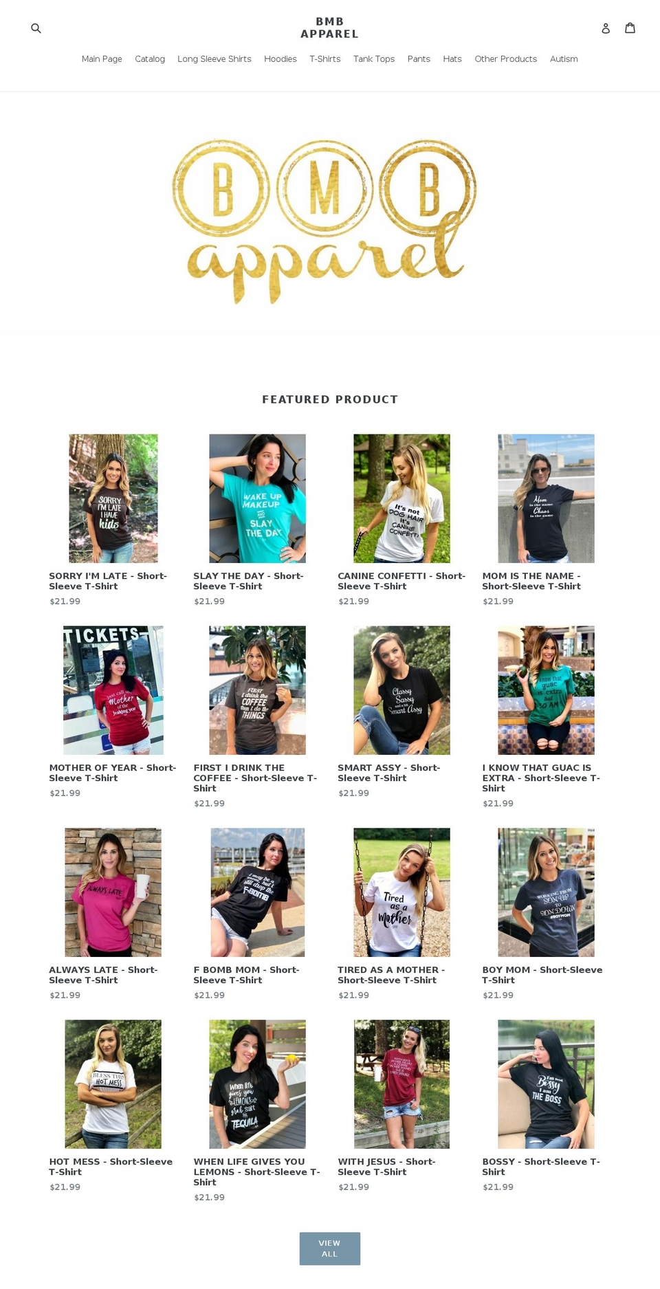 bmbapparel.com — Shopify storefront screenshot