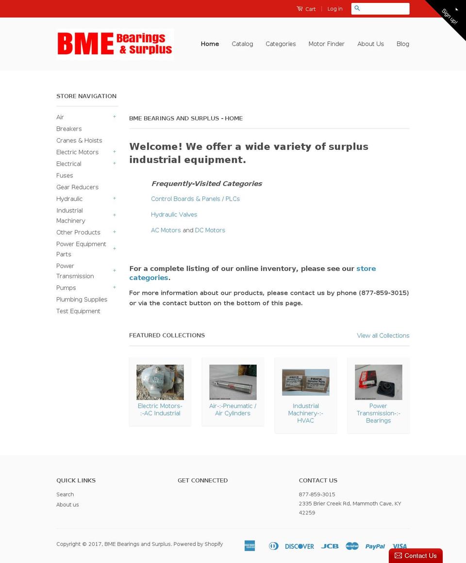 bmebearings.com shopify website screenshot